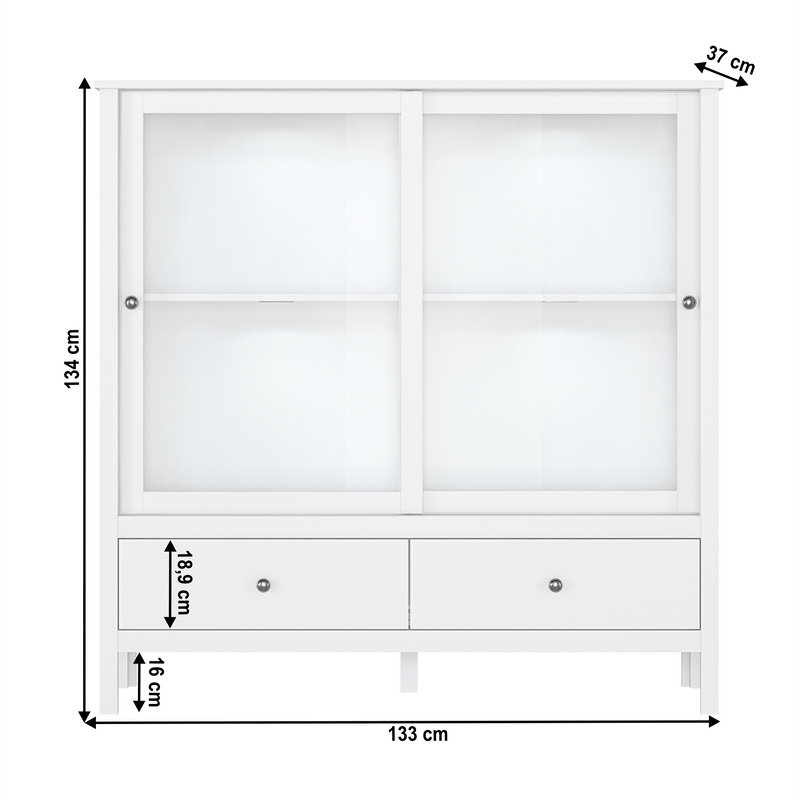 Alacsony vitrin 2W2S, fehér, OLJE