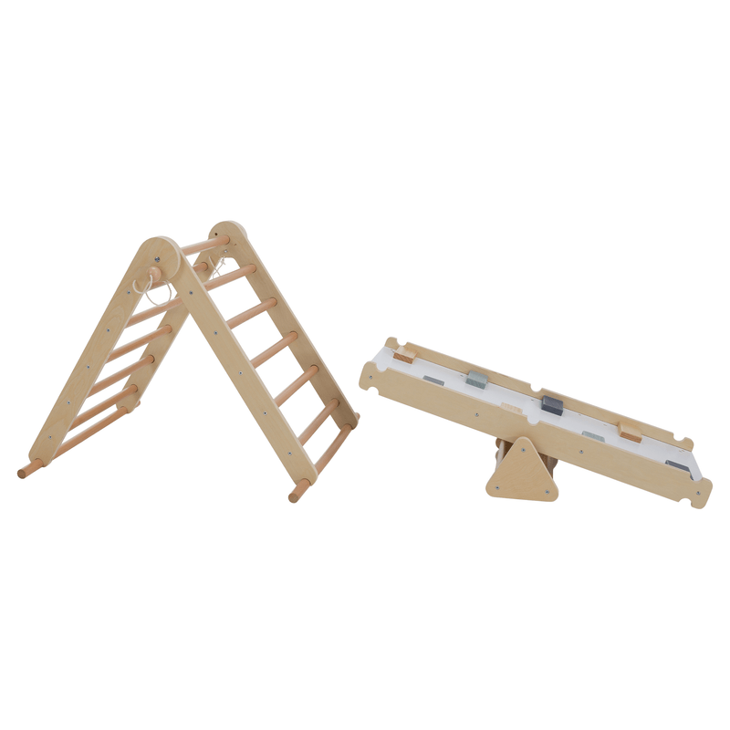 Montessori Pikler-háromszög 3 az 1-ben, természetes/színes, OPRIN