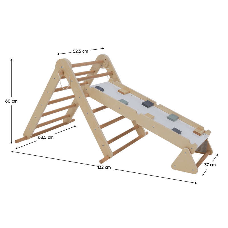 Montessori Pikler-háromszög 3 az 1-ben, természetes/színes, OPRIN