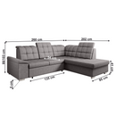 Kinyitható ülőgarnitúra, barnásszürke, jobbos, OREO ROH