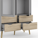 Vitrines szekrény, fehér/tölgy sonoma, OSLO 75462