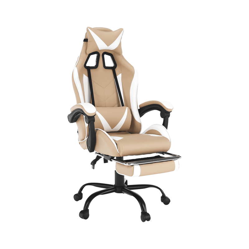 Irodai/gamer fotel, fekete/fehér/bézs, OZGE 2 NEW