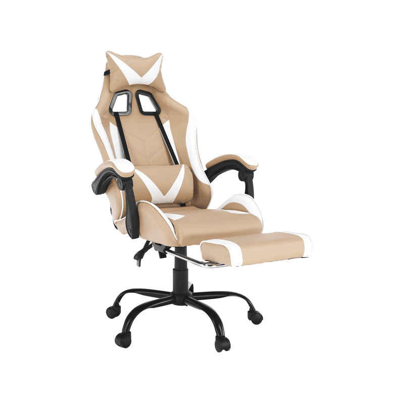 Irodai/gamer fotel, fekete/fehér/bézs, OZGE 2 NEW