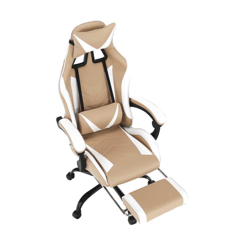 Irodai/gamer fotel, fekete/fehér/bézs, OZGE 2 NEW