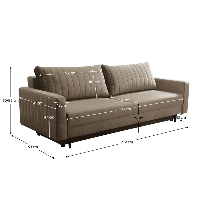 Kihúzható kanapé, szürkésbézs Taupe, PALEM