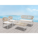 Kerti 4 darabos rattan szett, fehér/bézs, PALNY