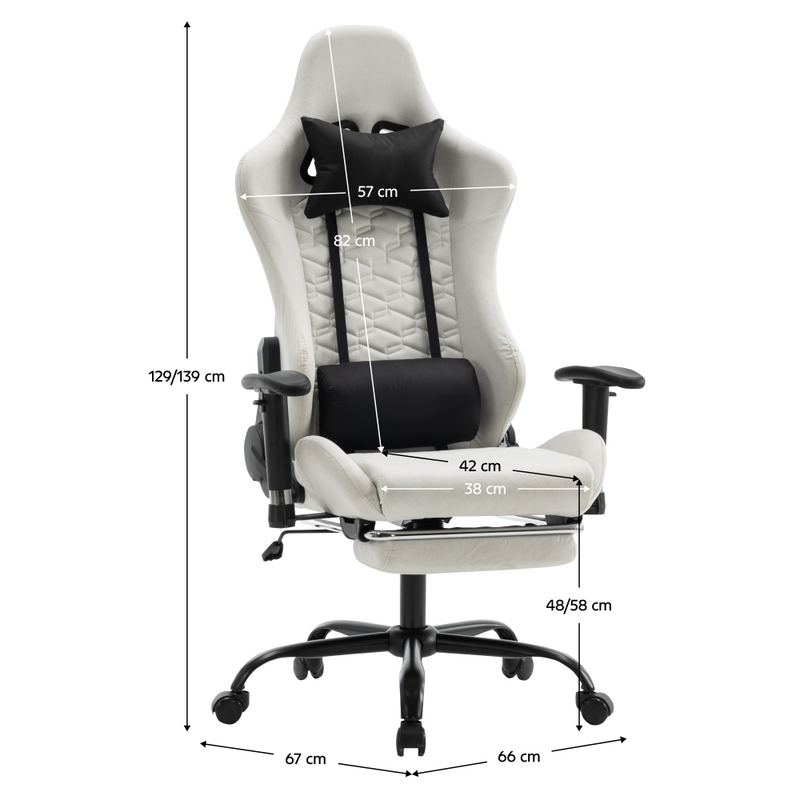 Irodai/gamer szék, fehér/fekete, PAPIBAS