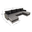 Univerzális ülőgarnitúra, szürke/fekete, PAULITA U