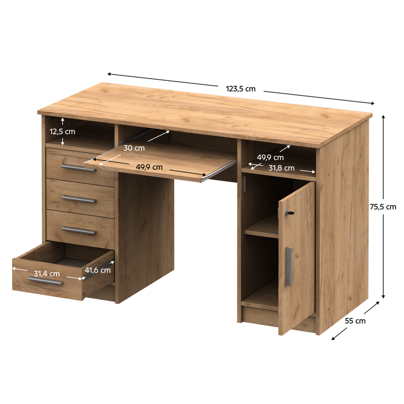 PC asztal, artisan tölgy, B9 NEW