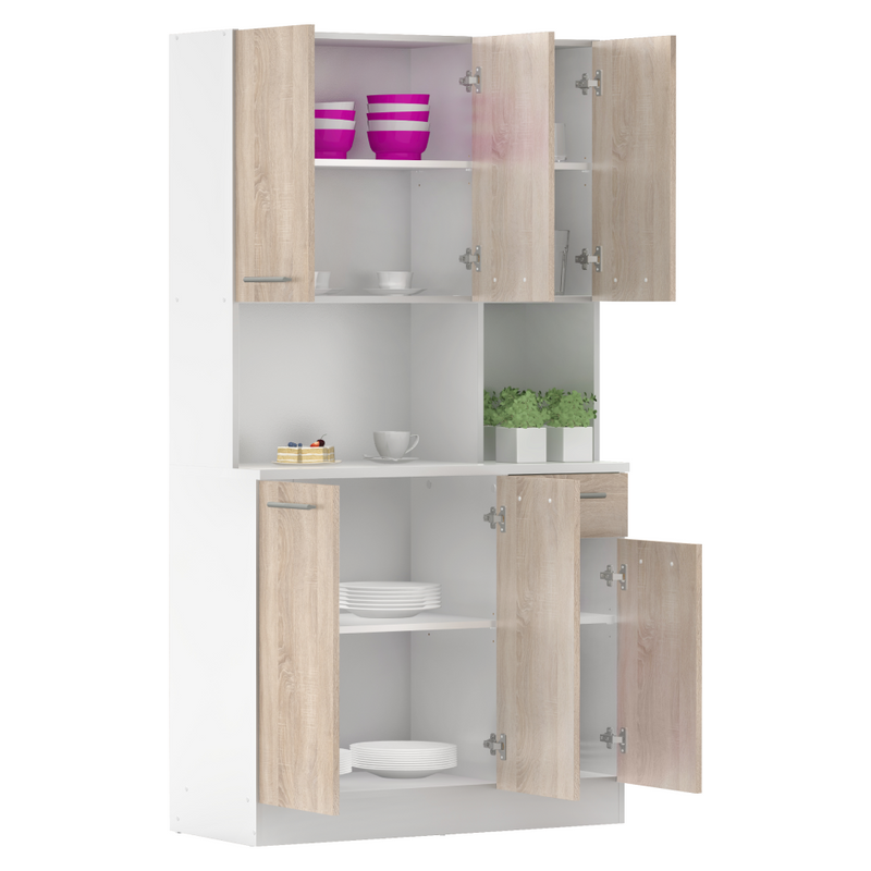 Hatajtós szekrény, fehér/sonoma tölgy, PELION NEW