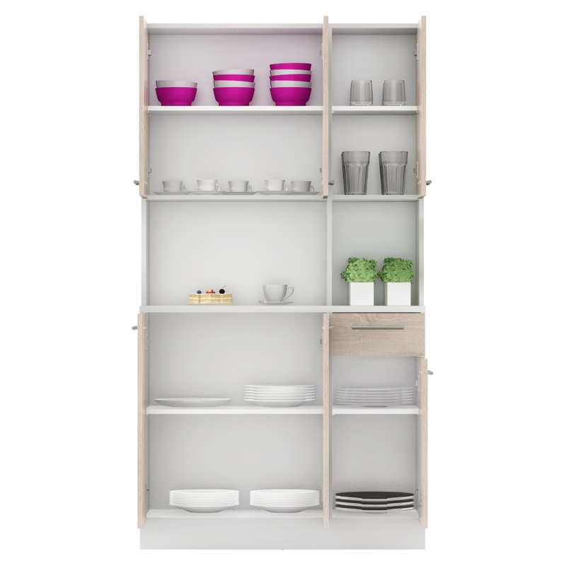 Hatajtós szekrény, fehér/sonoma tölgy, PELION NEW