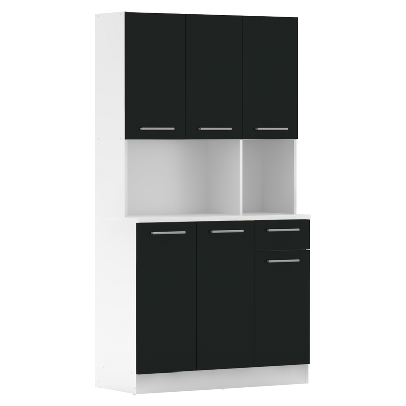 Hatajtós szekrény, fehér/fekete, PELION NEW