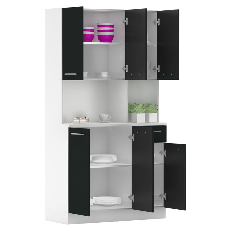 Hatajtós szekrény, fehér/fekete, PELION NEW