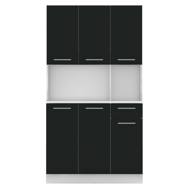 Hatajtós szekrény, fehér/fekete, PELION NEW