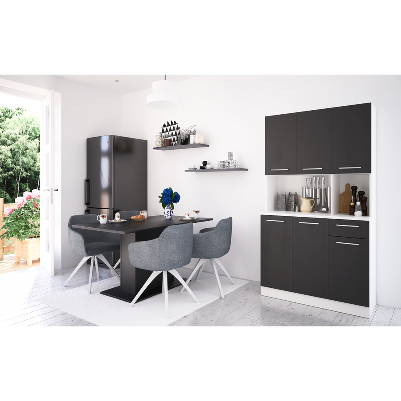 Hatajtós szekrény, fehér/fekete, PELION NEW