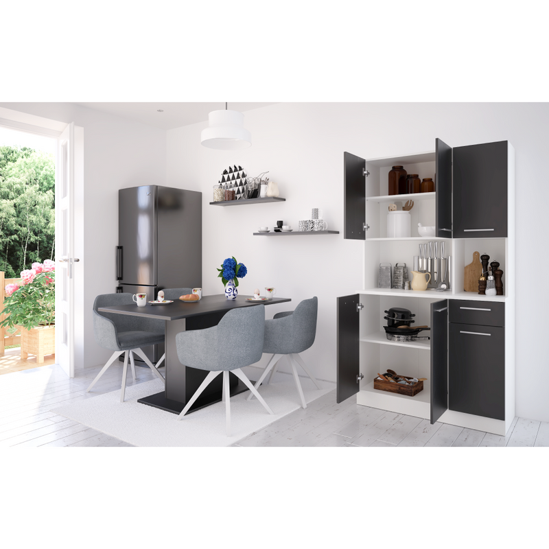 Hatajtós szekrény, fehér/fekete, PELION NEW