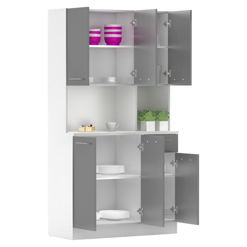 Hatajtós szekrény, fehér/grafit, PELION NEW