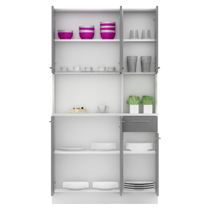 Hatajtós szekrény, fehér/grafit, PELION NEW