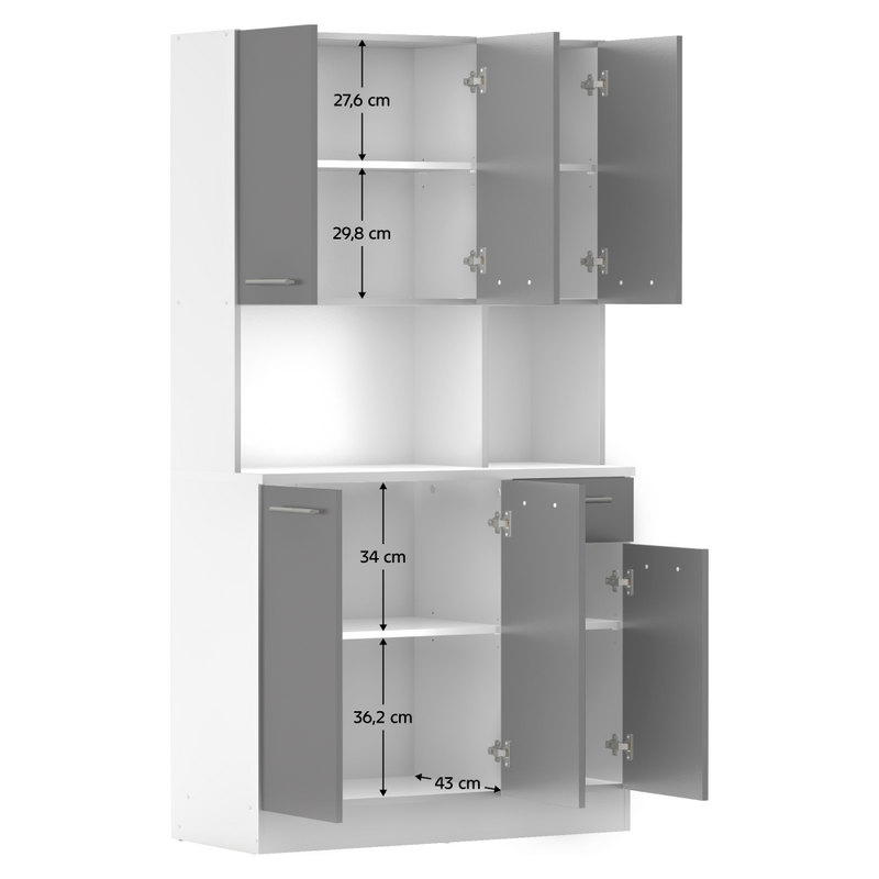 Hatajtós szekrény, fehér/grafit, PELION NEW