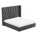 Ágy ráccsal, 180x200, sötétszürke Velvet szövet, PENELOPE
