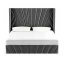 Ágy ráccsal, 180x200, sötétszürke Velvet szövet, PENELOPE