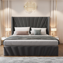 Ágy ráccsal, 180x200, sötétszürke Velvet szövet, PENELOPE