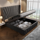 Ágy ráccsal, 180x200, sötétszürke Velvet szövet, PENELOPE