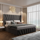 Ágy ráccsal, 180x200, sötétszürke Velvet szövet, PENELOPE