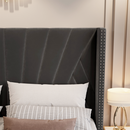 Ágy ráccsal, 180x200, sötétszürke Velvet szövet, PENELOPE