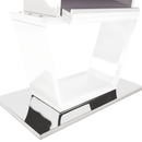 Étkezőasztal, nyitható, fehér extra magasfényű/acél, 160-220x90 cm, PERAK