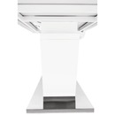 Étkezőasztal, nyitható, fehér extra magasfényű/acél, 160-220x90 cm, PERAK