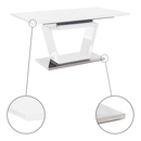 Étkezőasztal, nyitható, fehér extra magasfényű/acél, 160-220x90 cm, PERAK