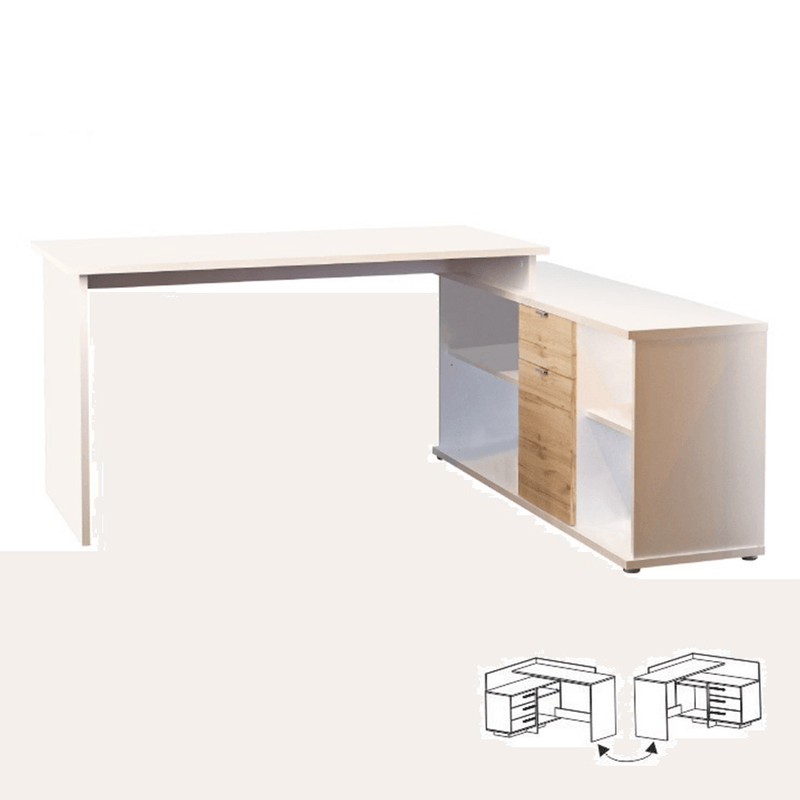 Íróasztal, fehér/wotan tölgy, DALTON 2 NEW VE 02