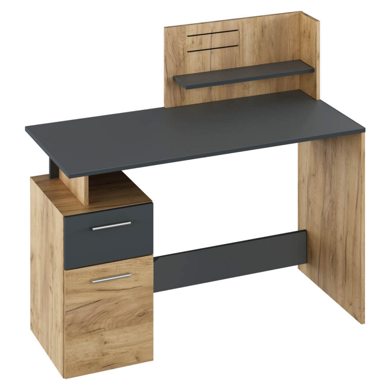 Számítógépasztal, artisan tölgy/grafit, PLATON NEW
