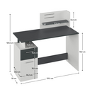 Számítógépasztal, fehér/grafit, PLATON NEW