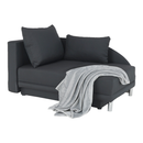 Kinyitható kanapé, szürke-fekete szövet, balos, LAUREL