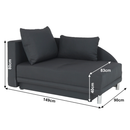 Kinyitható kanapé, szürke-fekete szövet, balos, LAUREL