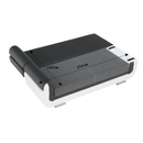 Kanapé, textilbőr fehér+szürke/szürke szövet, KARDYN