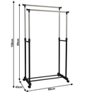 Görgős ruhaálvány, rozsdamentes fém+fekte műanyag, OLIVER