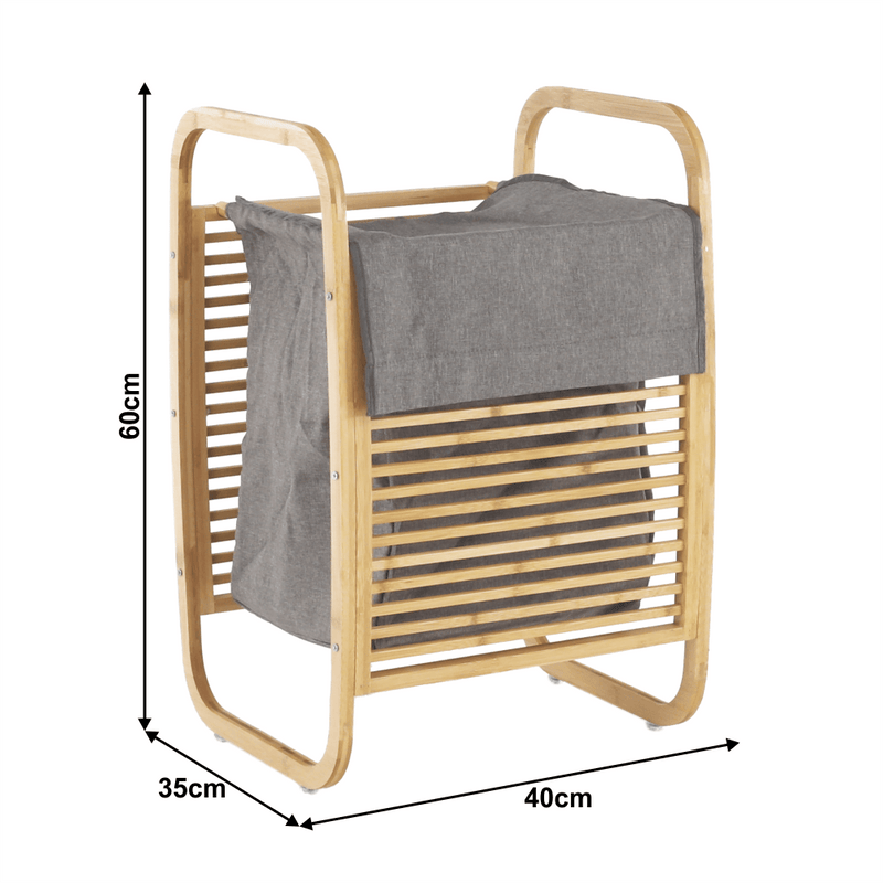 Szennyeskosár, natúr bambusz/szürke, POKO