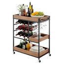 Tálalókocsi, sötét tölgy/fekete, PORTIS