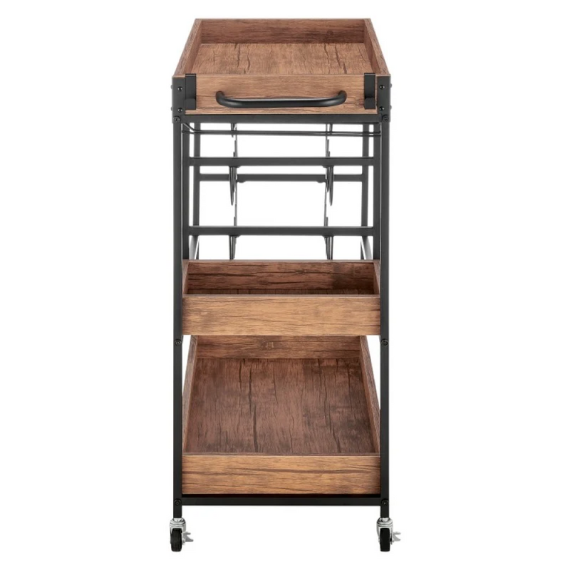 Tálalókocsi, sötét tölgy/fekete, PORTIS