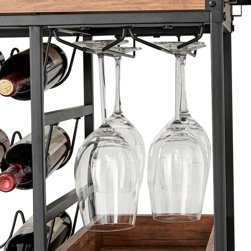 Tálalókocsi, sötét tölgy/fekete, PORTIS