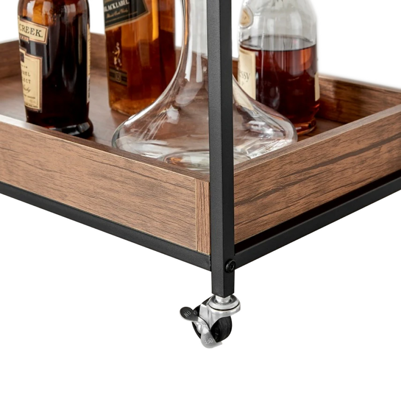 Tálalókocsi, sötét tölgy/fekete, PORTIS