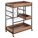 Tálalókocsi, sötét tölgy/fekete, PORTIS