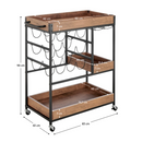 Tálalókocsi, sötét tölgy/fekete, PORTIS