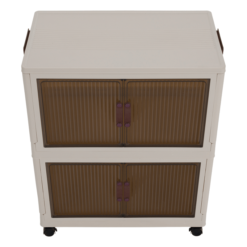 Összecsukható szekrény, fehér/barna, műanyag, POSA TYP 1