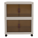 Összecsukható szekrény, fehér/barna, műanyag, POSA TYP 1