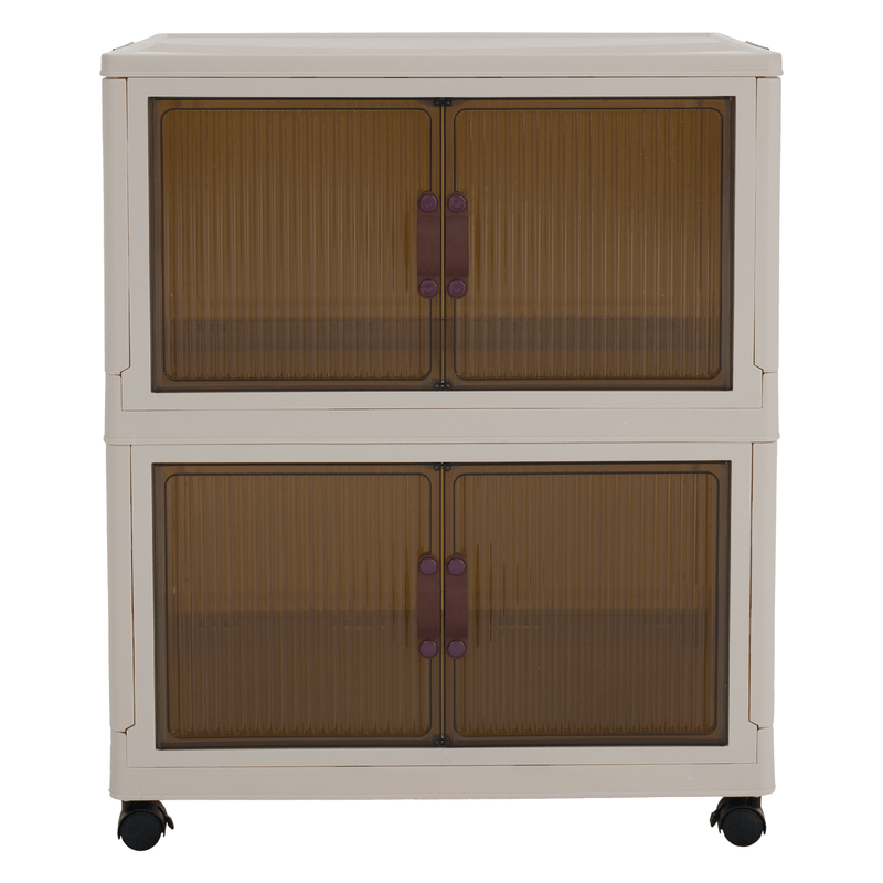 Összecsukható szekrény, fehér/barna, műanyag, POSA TYP 1