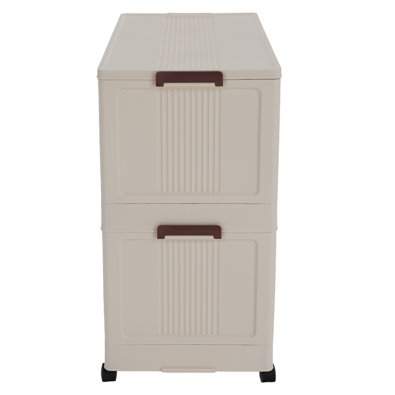 Összecsukható szekrény, fehér/barna, műanyag, POSA TYP 1